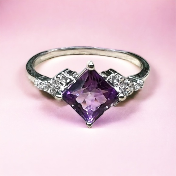 Handmade Sterling Silver Amethyst Ring, Art Deco, February Birthstone - Picture 6 of 7